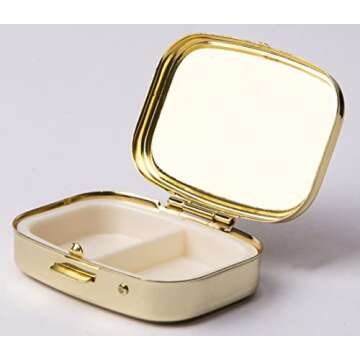 Happy Pills Pill Organizer Cute Metal Pill Case Travel Friendly Portable Compact Pill Box Pill Container to Hold Tylenol/Vitamins/Fish Oil/Supplements/Meds/Tablet for Purse/Pocket