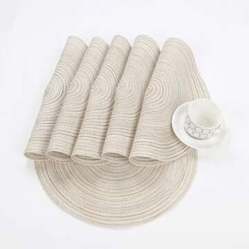 Stylish SHACOS Round Placemats Set of 6 for Dining