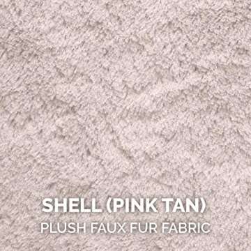 Furhaven Soft & Cozy Dog Bed for Large/Medium Dogs, Refillable w/ Removable Washable Cover & Liner, For Dogs Up to 55 lbs - Plush Faux Fur Bean Bag Style Ball Bed - Shell (Pink Tan), Large