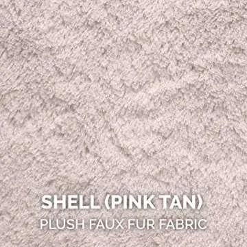 Furhaven Soft & Cozy Dog Bed for Large/Medium Dogs, Refillable w/ Removable Washable Cover & Liner, For Dogs Up to 55 lbs - Plush Faux Fur Bean Bag Style Ball Bed - Shell (Pink Tan), Large