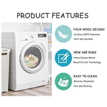 Lahome Bohemian Floral Medallion Area Rug - 3x5 Pink Rug for Bedroom Girls Soft Nursery Mat, Non-Slip Machine Washable Carpet for Bathroom Dressing Room Playroom Dorm Couch Office, Pink/Multi