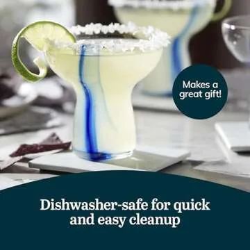 Libbey Blue Ribbon Stemless Margarita Glasses, Shallow Bowl Lightweight Margarita Glasses Set of 6, Margarita Set for Parties