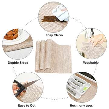DOLOPL Table Mats Beige Placemats Set of 6 Easy to Clean Wipeable Washable Farmhouse Modern Outdoor ...
