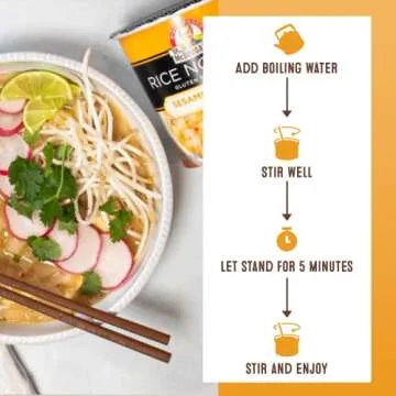 Dr. McDougall's Sesame Chicken Rice Noodle Soup - Gluten Free and Vegan Ramen Noodles - Instant Ramen Noodle Cups - Vegetarian Ramen - Asian Noodles - 1.3 Ounces - Pack of 6