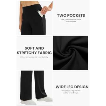 COPYLEAF Women's High Waist Yoga Wide Leg Pants with Pockets