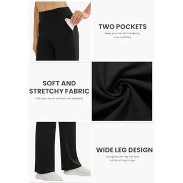 COPYLEAF Women's High Waist Yoga Wide Leg Pants with Pockets
