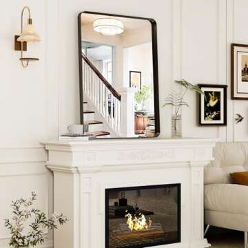 GLSLAND 30x40 Inch Black Bathroom Mirror - Rectangular Wall Mirror - Aluminum Alloy Frosted Frame Horizontal or Vertical for Modern Minimalist Farmhouse Home Decor