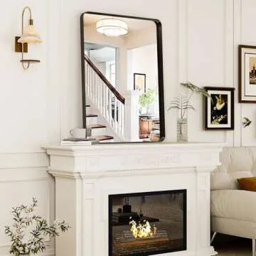 GLSLAND 30x40 Inch Black Bathroom Mirror - Rectangular Wall Mirror - Aluminum Alloy Frosted Frame Horizontal or Vertical for Modern Minimalist Farmhouse Home Decor