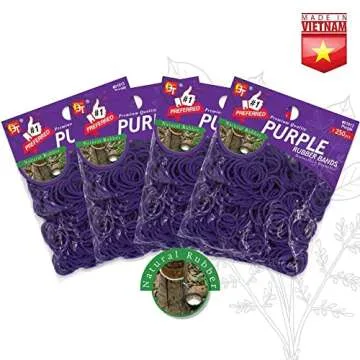 1000 Pcs Rubber Bands Hair Band Soft Elastic Hair Accessories Braids Mini Hair Ties Stretchy Hair Ties No Damage Rubber Bands for Hair Made in Vietnam (Purple)