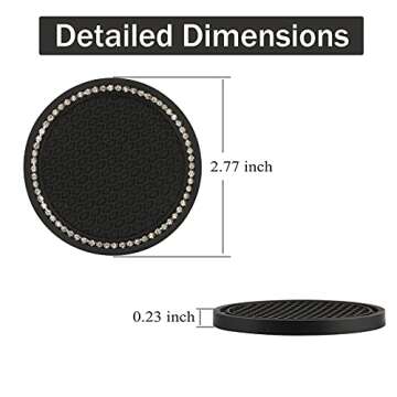 JUSTTOP Car Cup Holder Coaster, Insert 2 Pack Universal Auto Anti Slip, Bling Crystal Rhinestone Car...