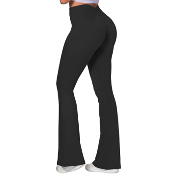Sunzel Sunzfly Flare Leggings: No Front Seam, Buttery Soft Yoga Pants with Tummy Control and Wide Le...
