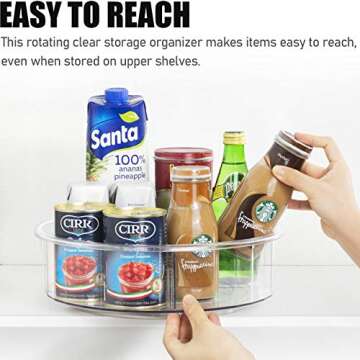 Tiblue Lazy Susan Cabinet Organizer -Round Clear Spinning Organization & Storage Container Bin Turntable Plastic Condiment Spice with Dividers for Pantry Kitchen Fridge Bathroom Makeup(12 Inch-2 Pack)