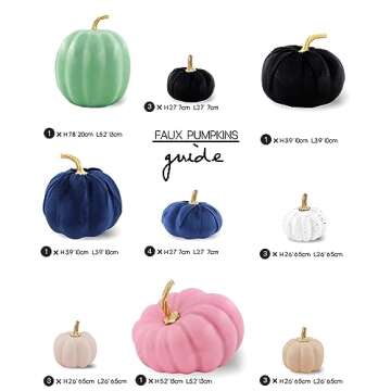 20 PCS Velvet Pumpkins for Decorating, Blue Pink Black White Foam Artificial Pumpkins for Fall Table...