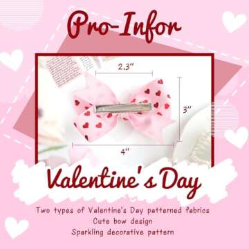 YanJie Hair Bow Clips Love Heart Hair Clips Red Pink Bowknot Hair Barrettes Heart Lip Print Boutique Alligator Clips for Toddler