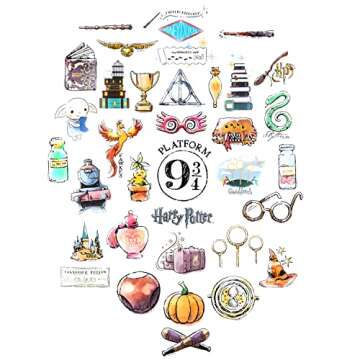 Conquest Journals Harry Potter Watercolor Vinyl Stickers, Set of Unique Sticker Decals, 5 Holograms,...