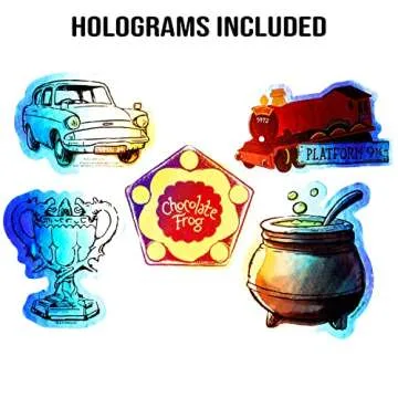 Conquest Journals Harry Potter Watercolor Vinyl Stickers, Set of Unique Sticker Decals, 5 Holograms, Waterproof, UV & Scratch Resistant, Great for Gadgets, Officially Licensed (White Vinyl, 60-Pack)