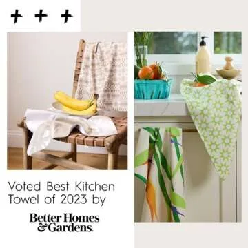 GEOMETRY Kitchen Towels - Quick Dry Microfiber Cloth Dish Towels for Kitchen Drying - Premium Quick Dry Towel (Lemonade Lines, 18" x 30" (2-Pack Set))