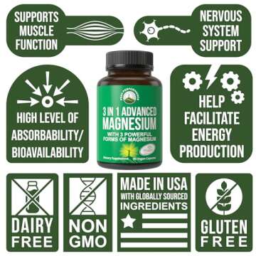 Advanced 3 in 1 Magnesium Complex - Vegan Supplement