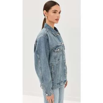 Stylish ANINE BING Rory Jacket in Washed Blue Denim