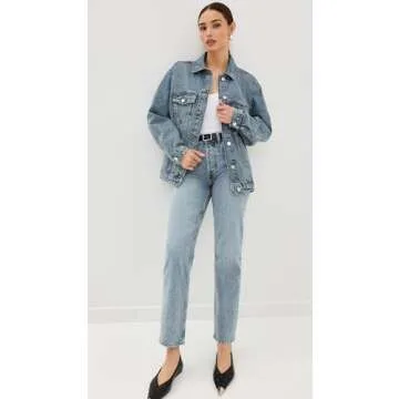 Stylish ANINE BING Rory Jacket in Washed Blue Denim