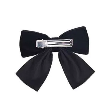 DEEKA 2 PCS 4" Hand-made Velvet Hair Bows Alligator Clips Hair Accessories for Little Teen Toddler Girls Kids Set of 2 -Black