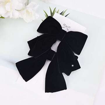 DEEKA 2 PCS 4" Hand-made Velvet Hair Bows Alligator Clips Hair Accessories for Little Teen Toddler Girls Kids Set of 2 -Black