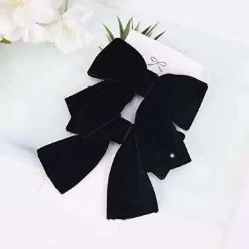 DEEKA 2 PCS 4" Hand-made Velvet Hair Bows Alligator Clips Hair Accessories for Little Teen Toddler Girls Kids Set of 2 -Black