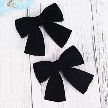 DEEKA 2 PCS 4" Hand-made Velvet Hair Bows Alligator Clips Hair Accessories for Little Teen Toddler Girls Kids Set of 2 -Black