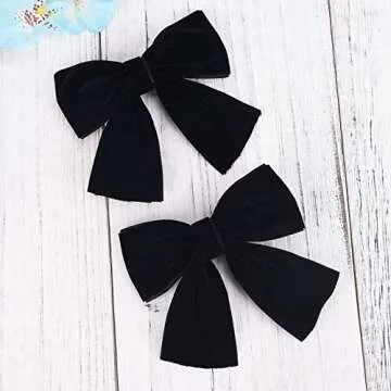 DEEKA 2 PCS 4" Hand-made Velvet Hair Bows Alligator Clips Hair Accessories for Little Teen Toddler Girls Kids Set of 2 -Black