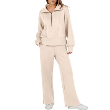 ANRABESS Women's 2 Piece Sweatsuits Half Zip Sweatshirt & Sweatpant Set for Perfect Casual Style