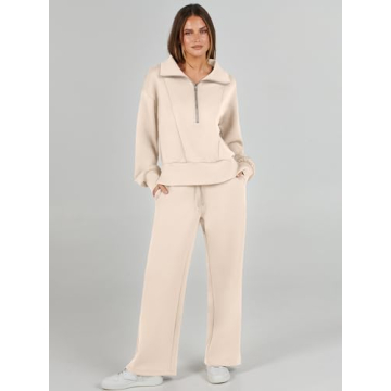 Buy ANRABESS Women's 2 Piece Sweatsuit Half Zip Set