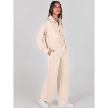 Buy ANRABESS Women's 2 Piece Sweatsuit Half Zip Set