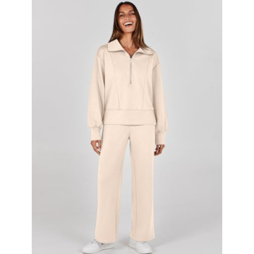 Buy ANRABESS Women's 2 Piece Sweatsuit Half Zip Set