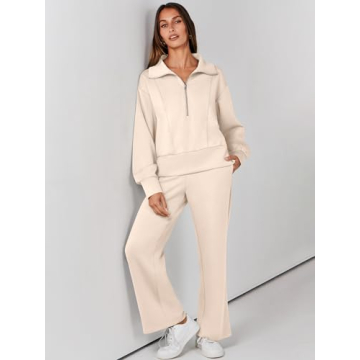 Buy ANRABESS Women's 2 Piece Sweatsuit Half Zip Set