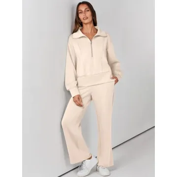 Buy ANRABESS Women's 2 Piece Sweatsuit Half Zip Set