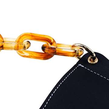 Tsnamay PU Leather Portable Cup Holder, PU Leather Cup Sleeve Coffee Cup Holder with Handle,Black + Amber Chain