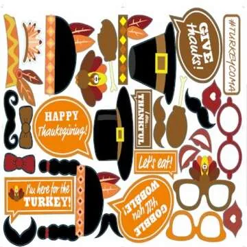 BinaryABC Thanksgiving Photo Booth Props,Thanksgiving Day Decorations,29Pcs