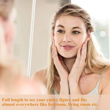 NeuType 55" X 16" Full Body Length Mirror with Stand Aluminum Alloy Thin Frame Floor Dressing Mirror Hanging or Leaning Against Wall, Bedroom White