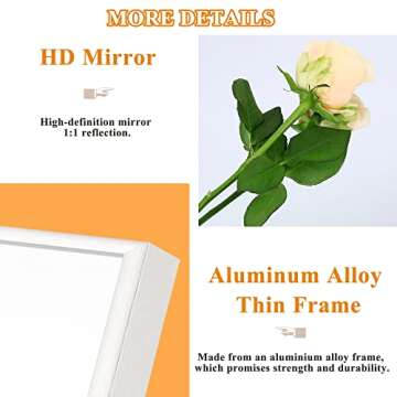 NeuType 55" X 16" Full Body Length Mirror with Stand Aluminum Alloy Thin Frame Floor Dressing Mirror Hanging or Leaning Against Wall, Bedroom White