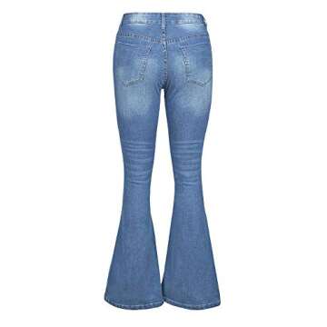 BISUAL Women's Fashion High Rise Jeans Slimming Wide Leg Stretch Denim Flare Bellbottom Jeans (Light Blue, US12)