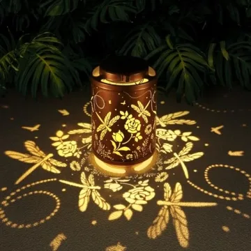 Solar Outdoor Lanterns, Dragonfly Garden Decor LED Light Hanging Waterproof Solar Metal Lantern Birt...