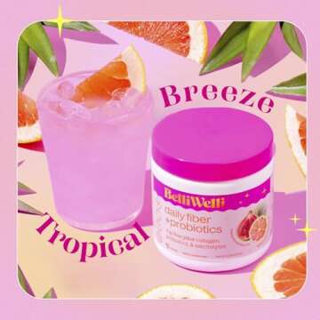 Belli Welli Daily Fiber & Probiotic Powder | Supports Digestion, Collagen & Electrolytes | Tropical ...