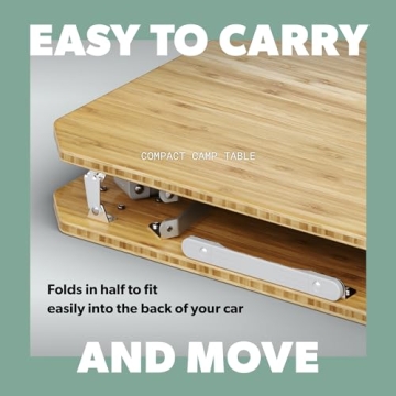 Dometic GO Compact Camp Table - Bamboo Table with Adjustable Height - Foldable and Portable | Carrying Case Sold Separately