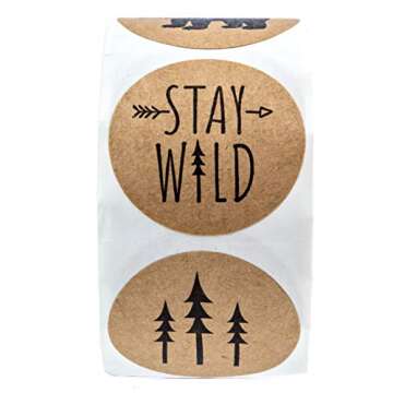 Rustic Mountain Baby Shower Stickers / 8 Adventure Birthday Party Designs / 1.5" Gender Neutral Little One Labels / 500 Party Favor Labels/Made in The USA