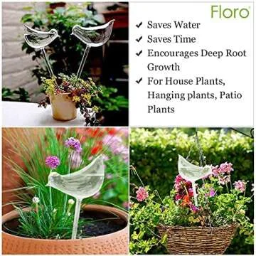 FLORO Bird Self Watering Globes for Plants, Ideal for New Plant Owners and for Hanging Planters, Plants are Perfectly Watered, Saves Time, Waters Plants While You’re Away, 1Pc