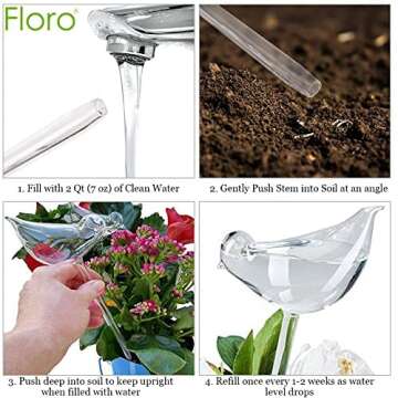FLORO Bird Self Watering Globes for Plants, Ideal for New Plant Owners and for Hanging Planters, Plants are Perfectly Watered, Saves Time, Waters Plants While You’re Away, 1Pc
