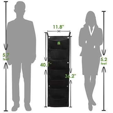 KORAM 7 Pockets Vertical Garden Wall Planter Living Hanging Flower Pouch Green Field Pot Felt Indoor/Outdoor Wall Mount Balcony Plant Grow Bag for Herbs Vegetables and Flowers (10pcs of Plant Tags)