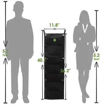 KORAM 7 Pockets Vertical Garden Wall Planter Living Hanging Flower Pouch Green Field Pot Felt Indoor/Outdoor Wall Mount Balcony Plant Grow Bag for Herbs Vegetables and Flowers (10pcs of Plant Tags)