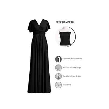 Women's Elegant Formal Bridesmaid Evening Gown Sleeveless Ruched Party Cocktail Maxi Long Infinity D...