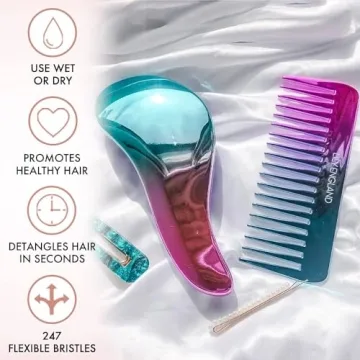 Lily England Detangling Brush & Comb Set for All Hair Types